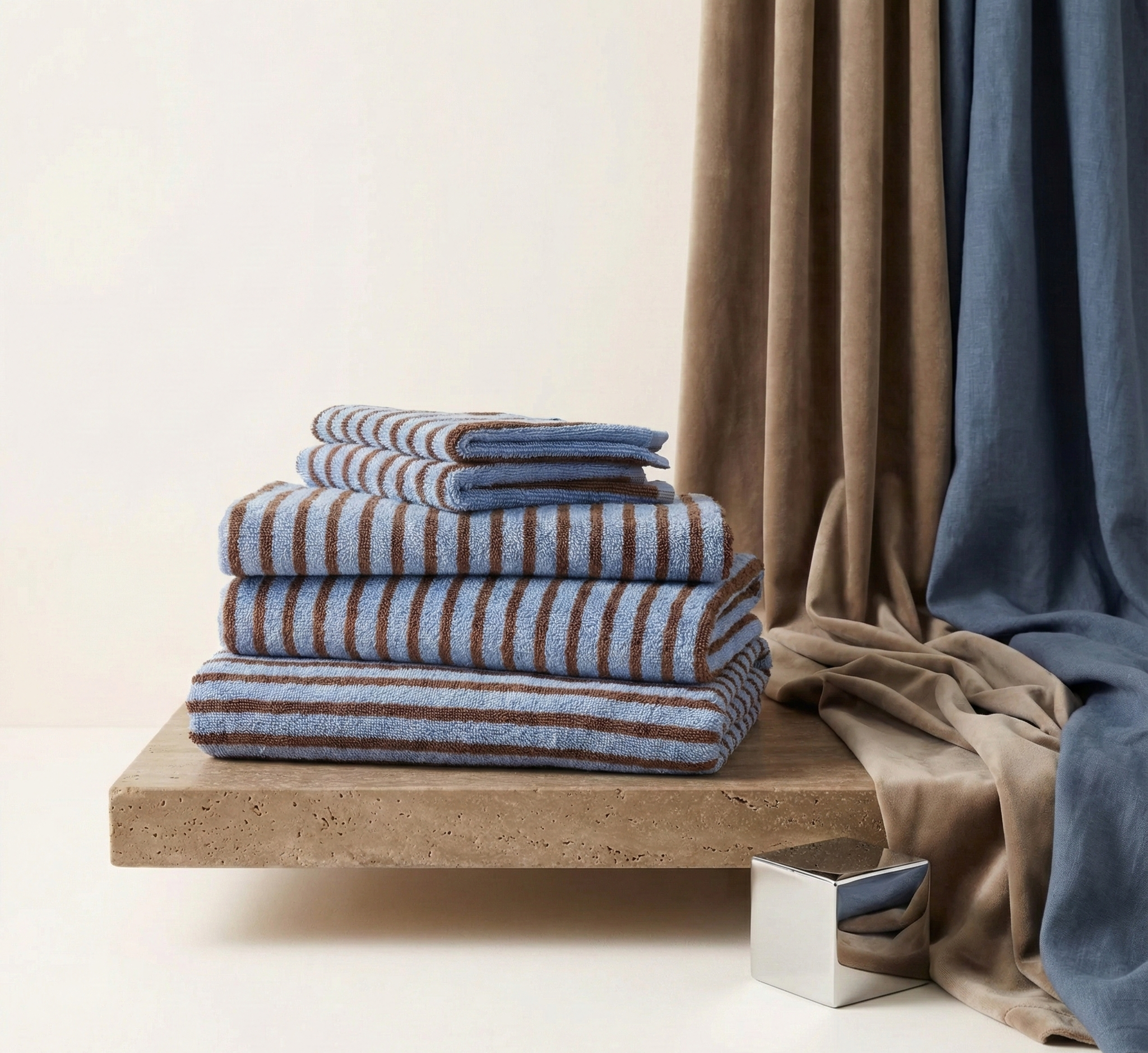 set of 2 - fuxing cotton striped bath towel